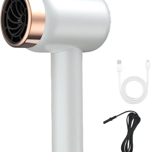 Cordless Hair Dryer for Women with Battery, Rechargeable Blow Dryer, Rechargeable Hair Dryer with USB Charging Hot Cold Wind Wireless Hair Dryers with Battery for Travel Camping Use (White# A)