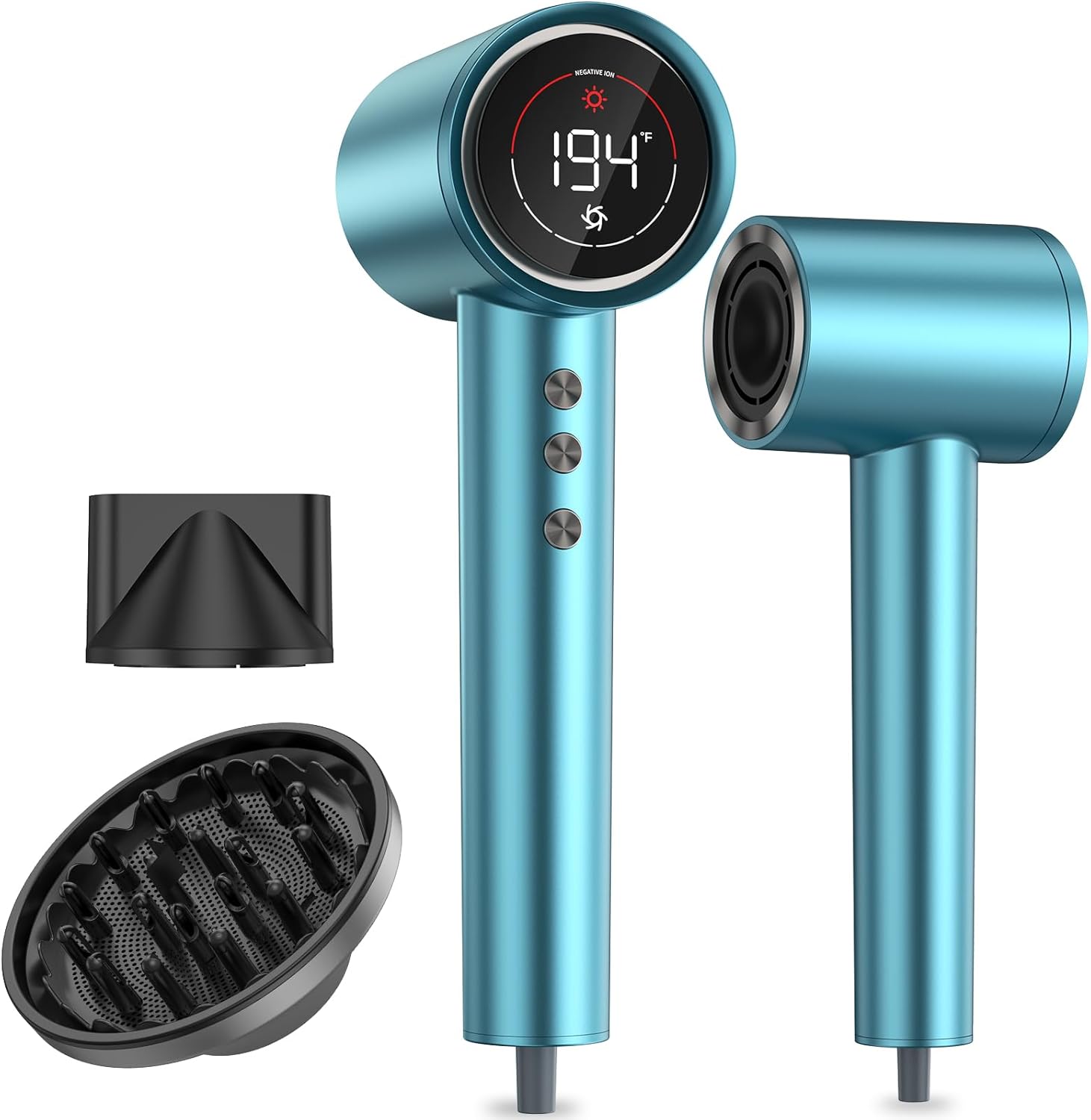 Hair Dryer, 150000 RPM Professional High-Speed Blow Dryer 500 Millions Negative Ionic Care Hair Dryer for Fast Drying, Low Noise 4 Temp/3 Speeds Hairdryer, Travel with Magnetic Diffuser & Nozzle