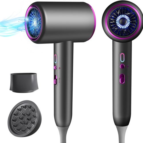 Hair Dryer for Women and Men 1875W Portable Ionic Hairdryer Travel Blow Dryer with Diffuser Nozzle Small Lightweight and Quiet Fast Drying as Salon No Heat Damage