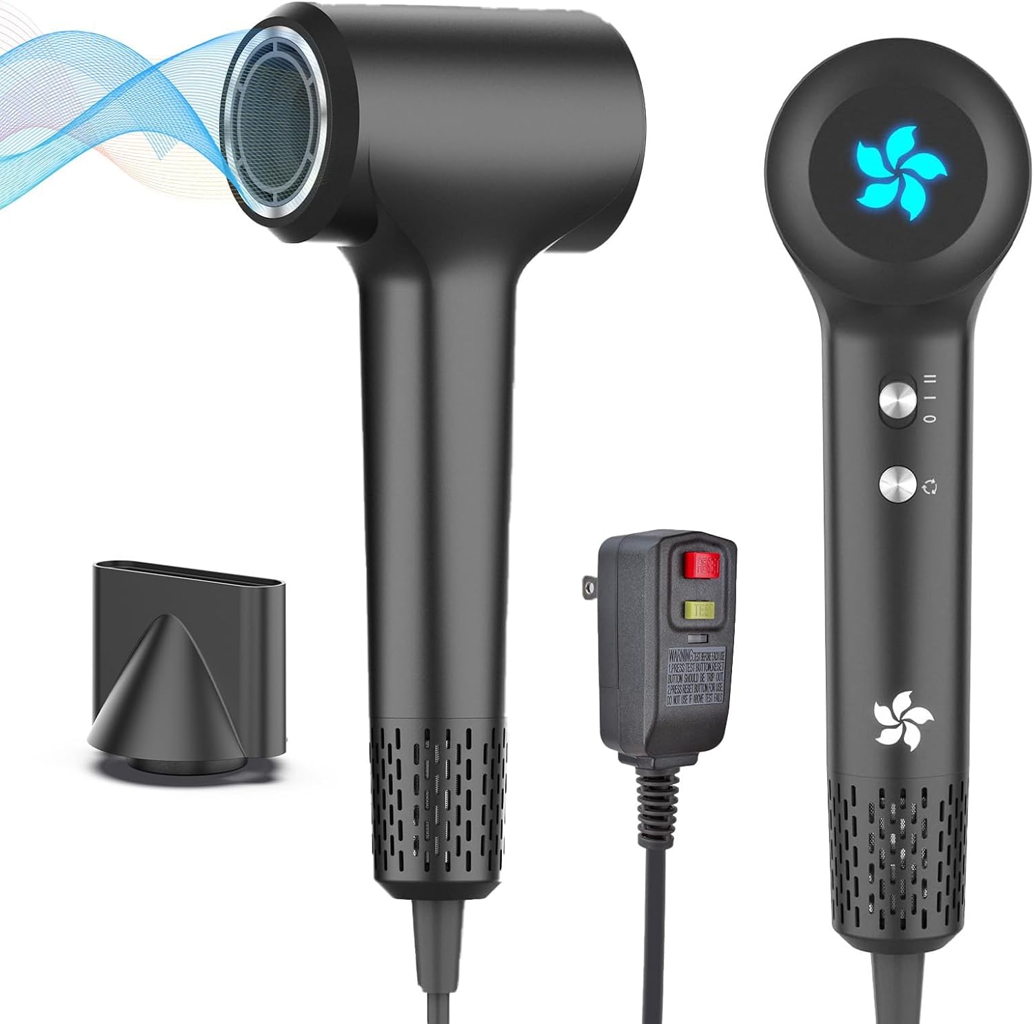 Hair Dryer, Professional High-Speed Ionic Blow Dryer, 110000 RPM Brushless Motor High Speed Motor for Fast Drying Low Noise Thermo-Control Hairdryer for Travel Women Men