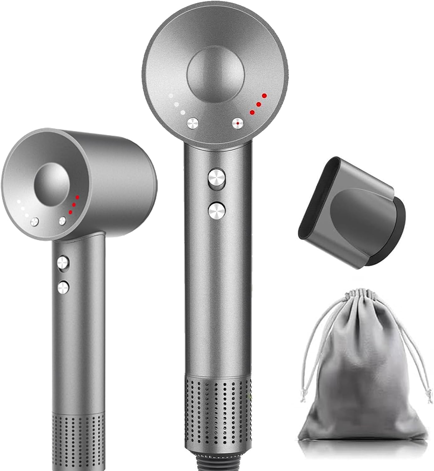 Hair Dryer, 3 Min Fast Drying-160000 RPM Professional High Speed Blow Dryer 200 Millions Negative Ionic Care Hair Dryer, Low Noise Thermo-Control Hairdryer, Travel with Magnetic Nozzle, Gray