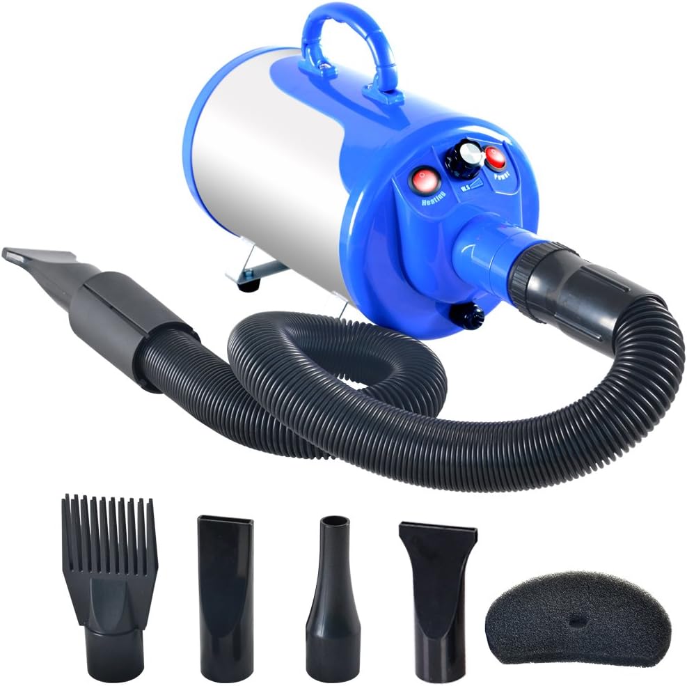 Groomer Partner Pet Hair Force Dryer Dog Grooming Blower with Heater (Blue)