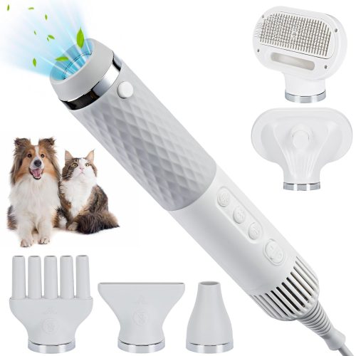 5 in1 Portable Smart Pet Grooming Hair Dryer for Dogs, Smart Temperature Control, Low Noise Dog Blow Dryer with Grooming Brush for Home, Pet Washing Station