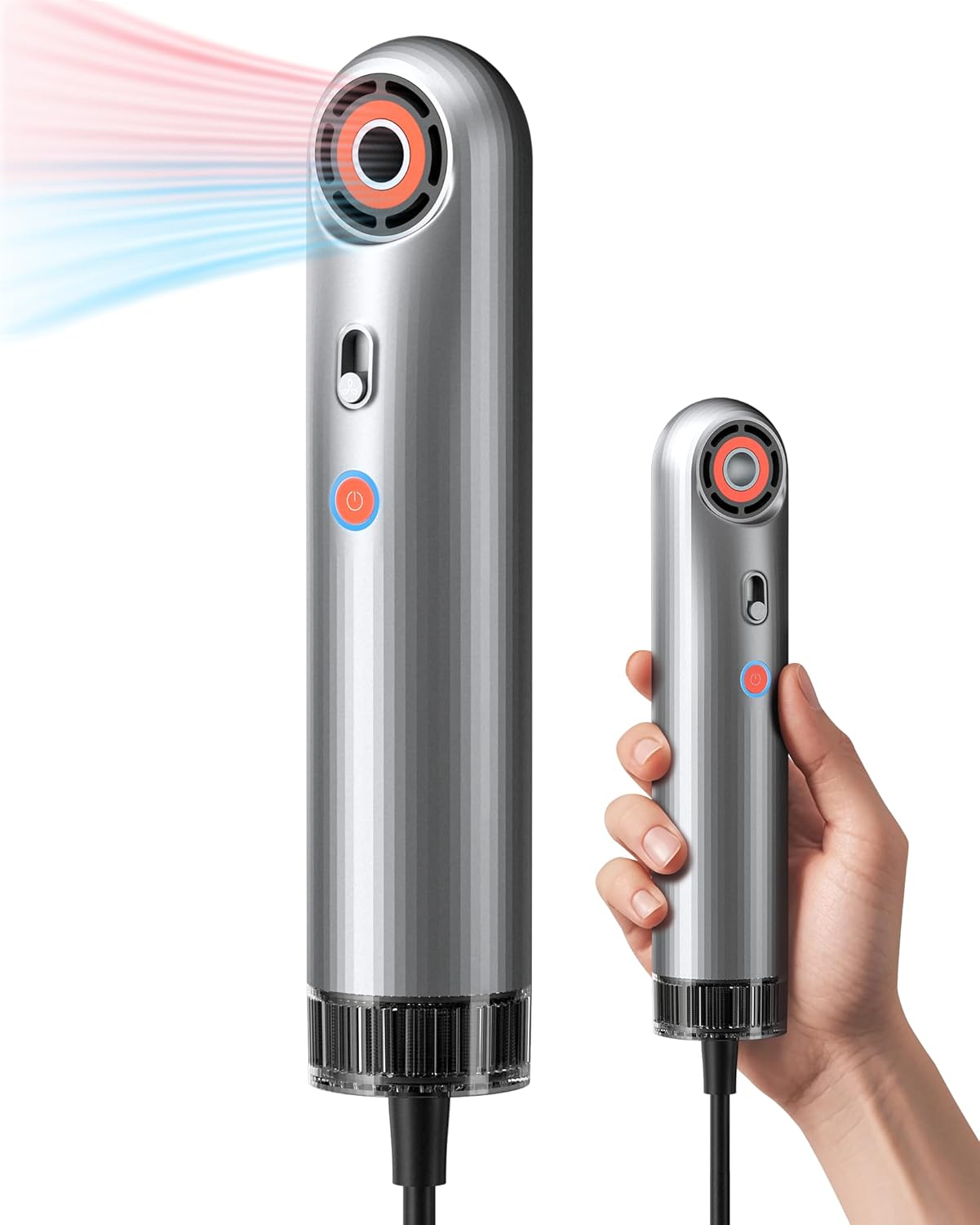 Mini Hair Dryer, 0.55lb Small Size Travel Hairdryer, 850W Ionic Hair Dryer with 110,000 RPM High-Speed Motor, Intelligent Temperature Control No Heat Damage, Suitable for Home, Dorm, RVs(Silver)